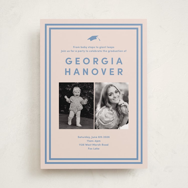 "Classically done" - Graduation Party Invitations in Country Blue by Inkblot Design - Front