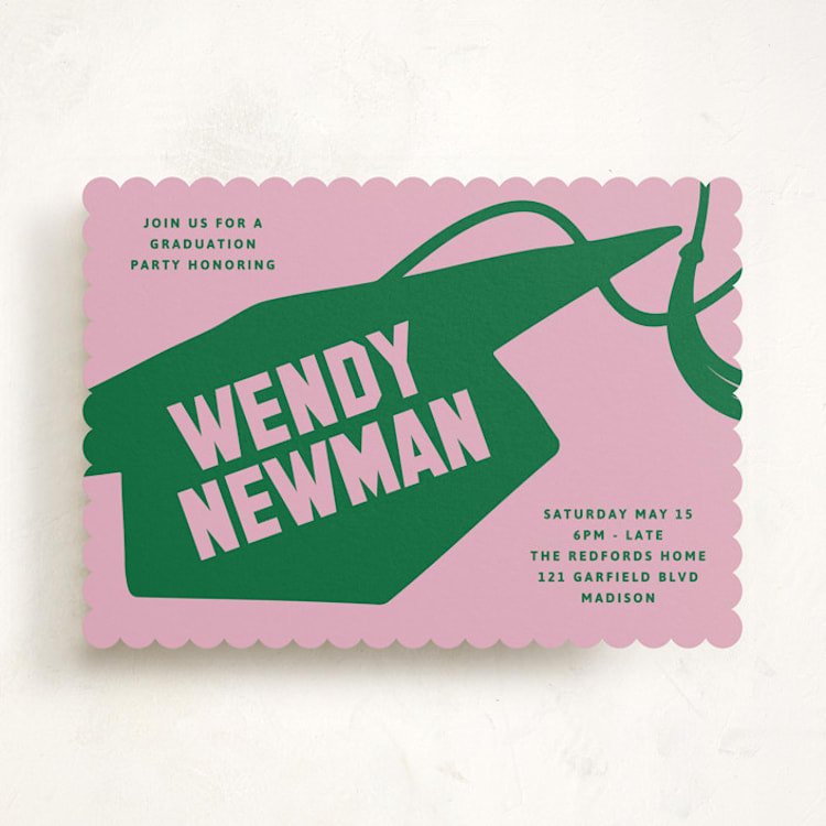 "Capped" - Graduation Party Invitations in Roses by Inkblot Design - Front