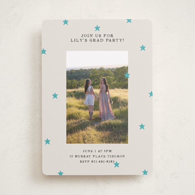 "Tiny Star Confetti" - Graduation Party Invitations in Frost by Kercia Jane - Front