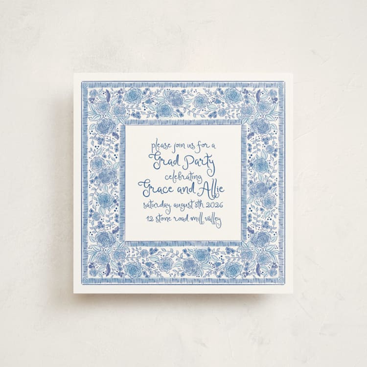 "Loire" - Graduation Party Invitations in Royal Blue by Tamara Hilje - Front