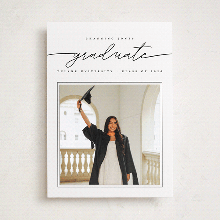 "Simple Details" - Graduation Announcement Photo Mount Cards in Tuxedo by Pixel and Hank - Front