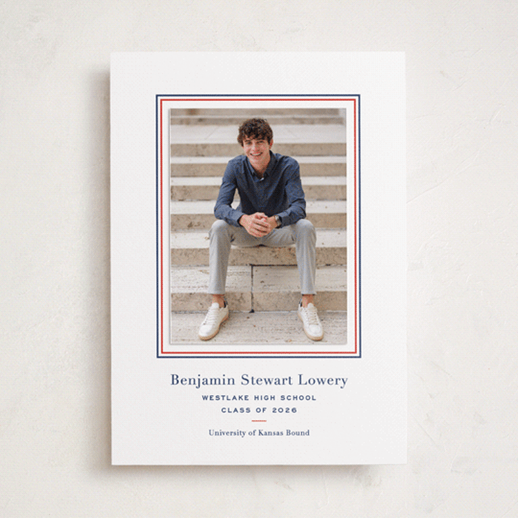 "study" - Graduation Announcement Photo Mount Cards in Navy by Megan Davis - Front