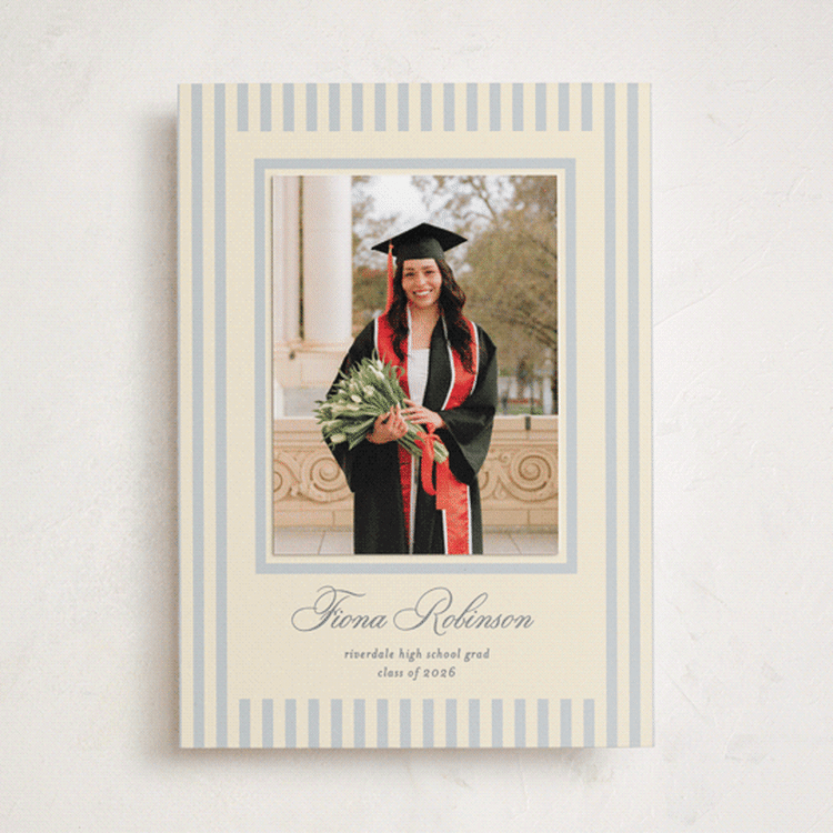 "Elegant stripes" - Graduation Announcement Photo Mount Cards in Aqua by Creo Study - Front