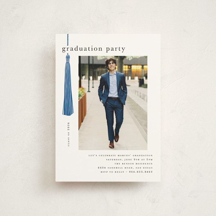 "Tassled" - Graduation Party Invitations in Cobalt by Ashlee Townsend - Front