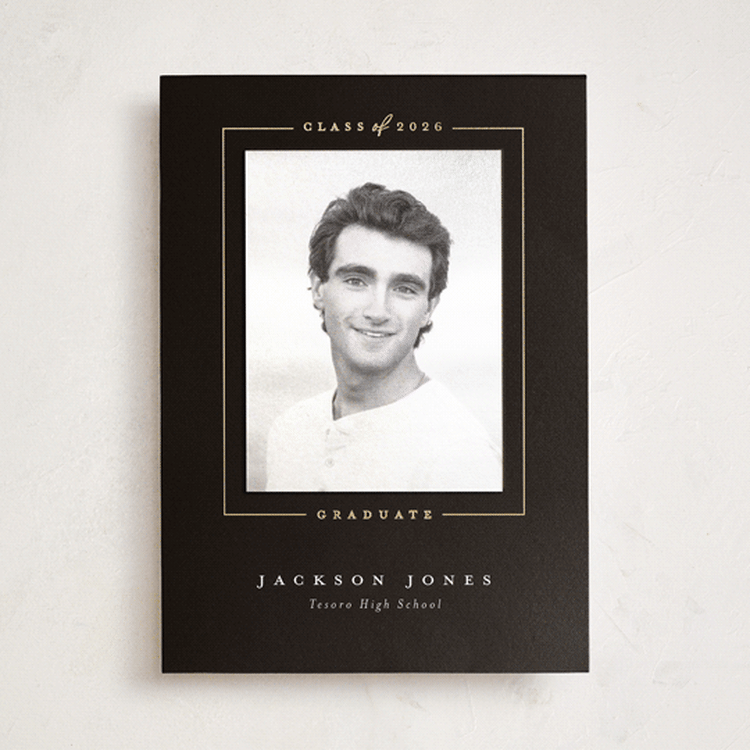 "Straight Arrow" - Foil-Pressed Graduation Announcement Photo Mount Cards in Truffle by Joanna Griffin - Front