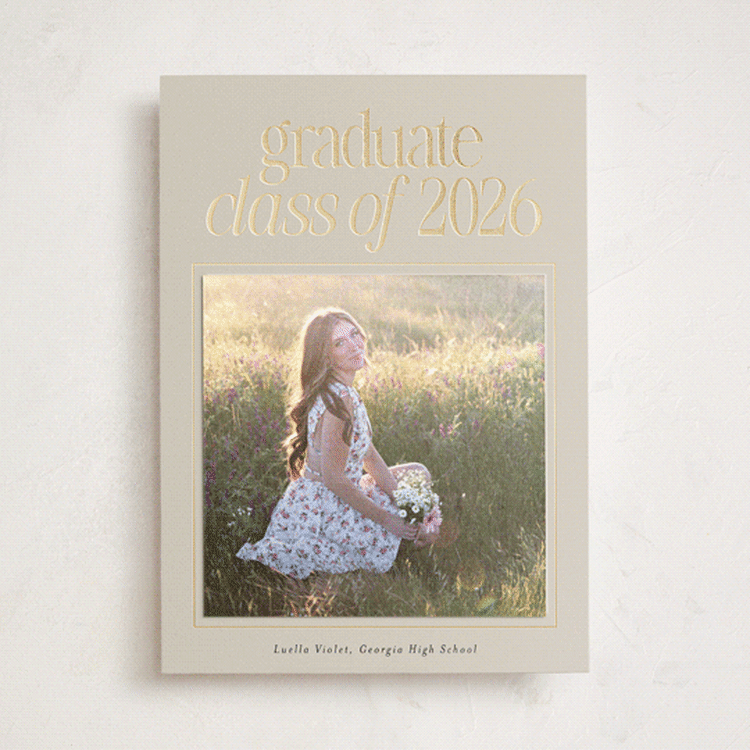 "graduate aesthetic" - Foil-Pressed Graduation Announcement Photo Mount Cards in Cream by Lori Wemple - Front