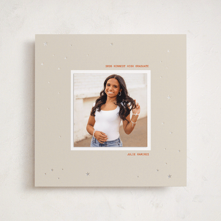 "Starring" - Foil-Pressed Graduation Announcement Photo Mount Cards in Natural by Jenna Holcomb - Front