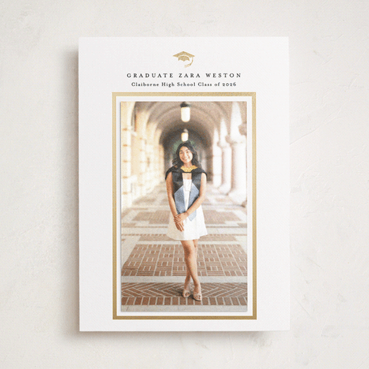 "Elegant frame" - Foil-Pressed Graduation Announcement Photo Mount Cards in Cotton by Stacey Meacham - Front