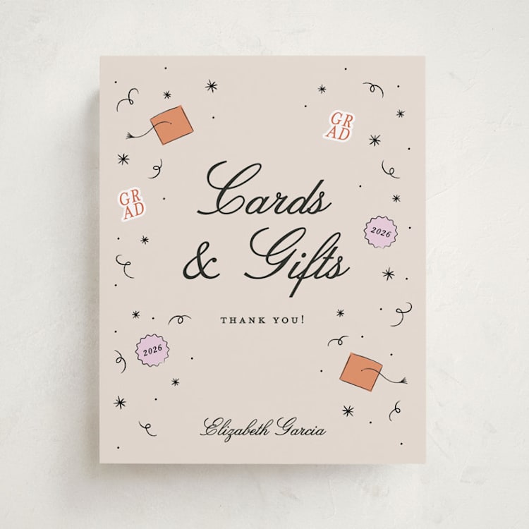 "Grad Vibes" - Graduation Party Signs in Apricot by Ashley Iwafuchi - Front