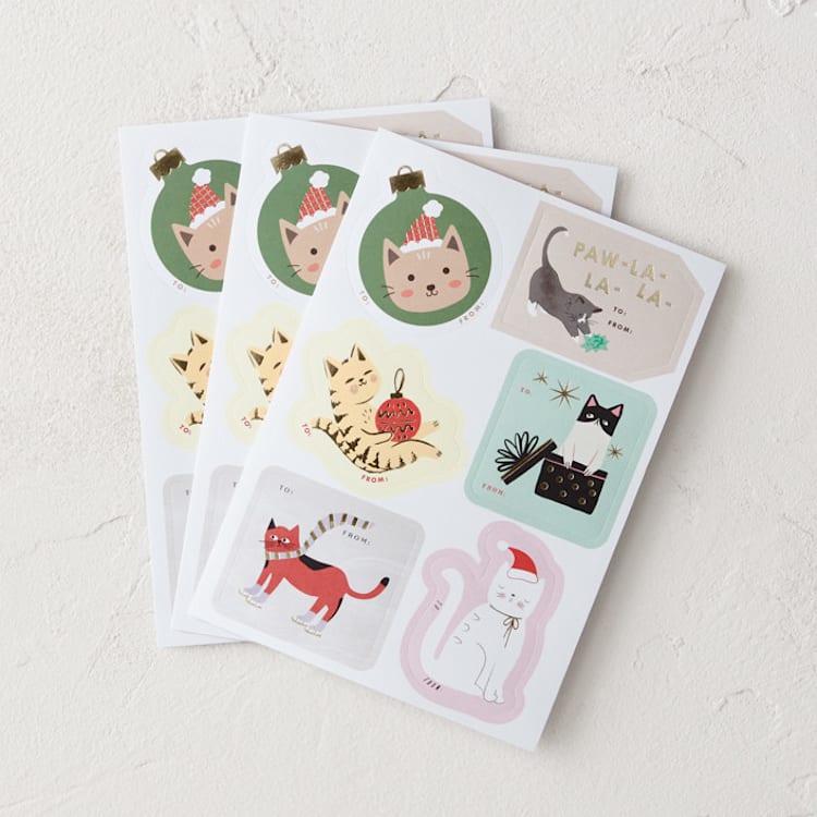 "Christmas Cats" - Gift Stickers in Candy by Multiple Artists