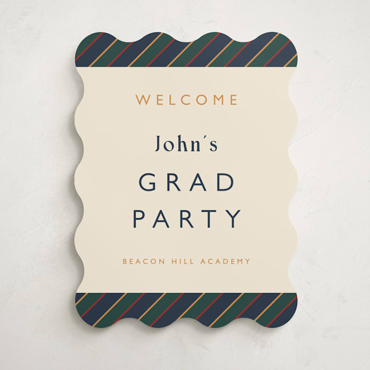 "Belmont" - Graduation Welcome Signs in Navy by Sarah Rosenthal - Front