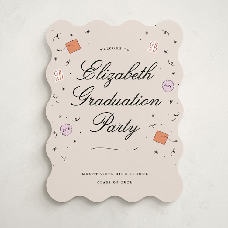 "Grad Vibes" - Graduation Welcome Signs in Apricot by Ashley Iwafuchi - Front