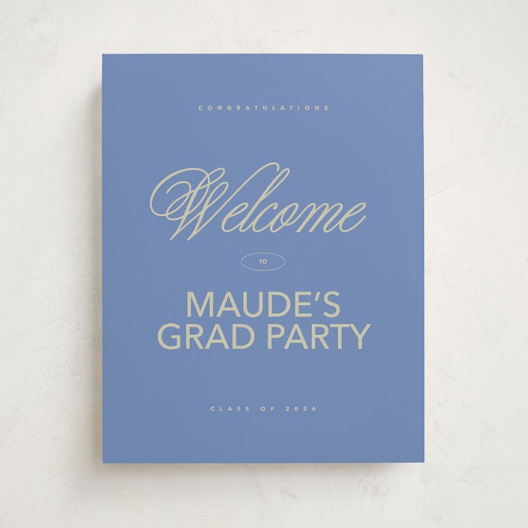 "New Style" - Graduation Welcome Signs in Denim by Inkblot Design - Front