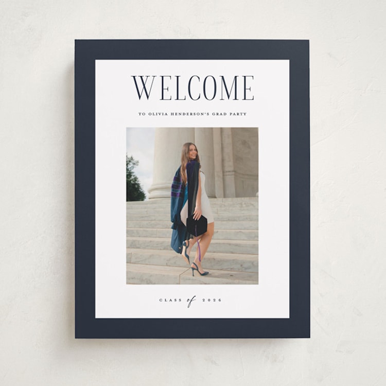 "classic layout" - Graduation Welcome Signs in Navy by Christy Hy Lee - Front