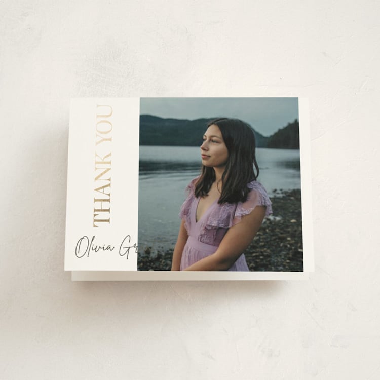 "Pretty Party" - Foil-Pressed Graduation Thank You Cards in Sunshine by Teju Reval - Front