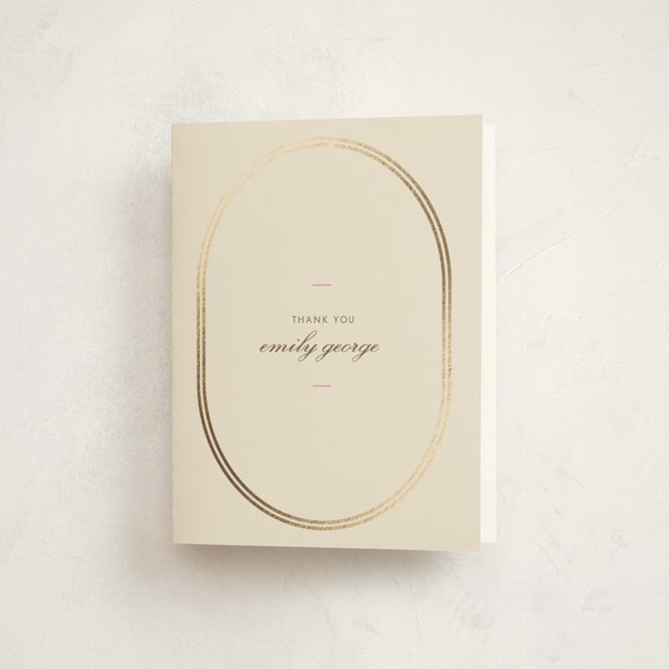"Bocce" - Foil-Pressed Graduation Thank You Cards in Strawberry by Megan Davis - Front