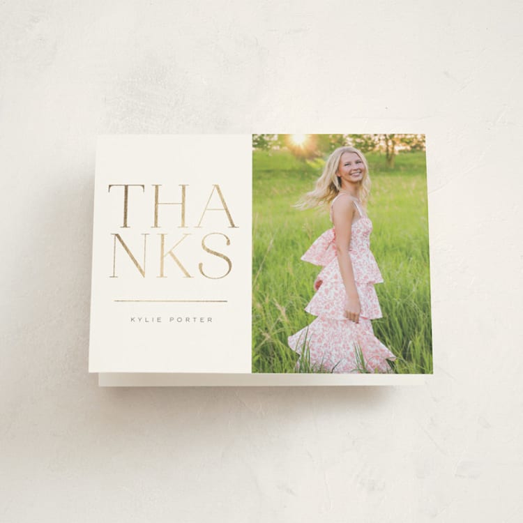 "Trim Edges" - Foil-Pressed Graduation Thank You Cards in Pearl by David Michuki - Front