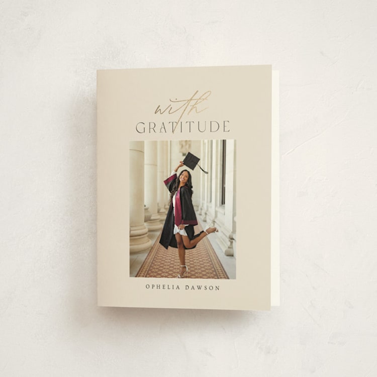 "A Grad Party" - Foil-Pressed Graduation Thank You Cards in Cream by Ana Sharpe - Front