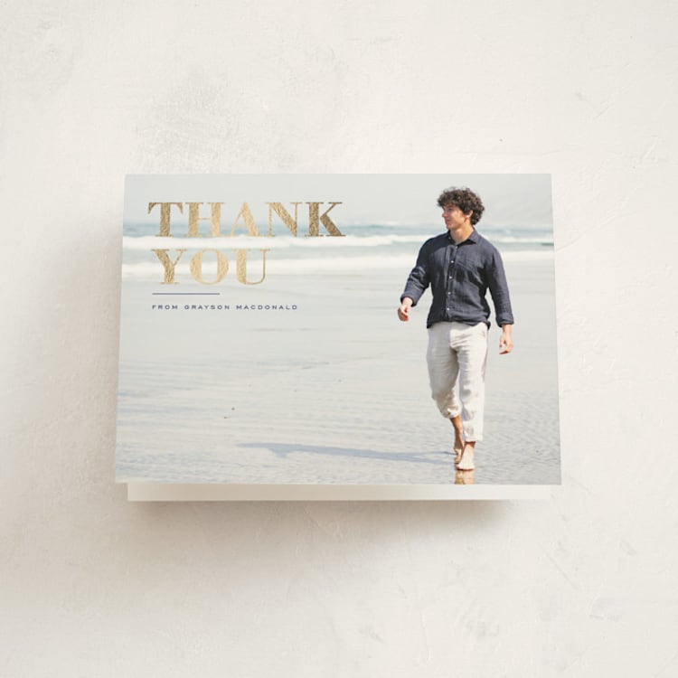"Bold Headline" - Foil-Pressed Graduation Thank You Cards in Midnight by Emily Sabol Goss - Front