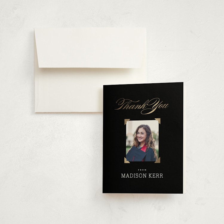 "Law Degree" - Foil-Pressed Graduation Thank You Cards in Ink by Jill Means - Front