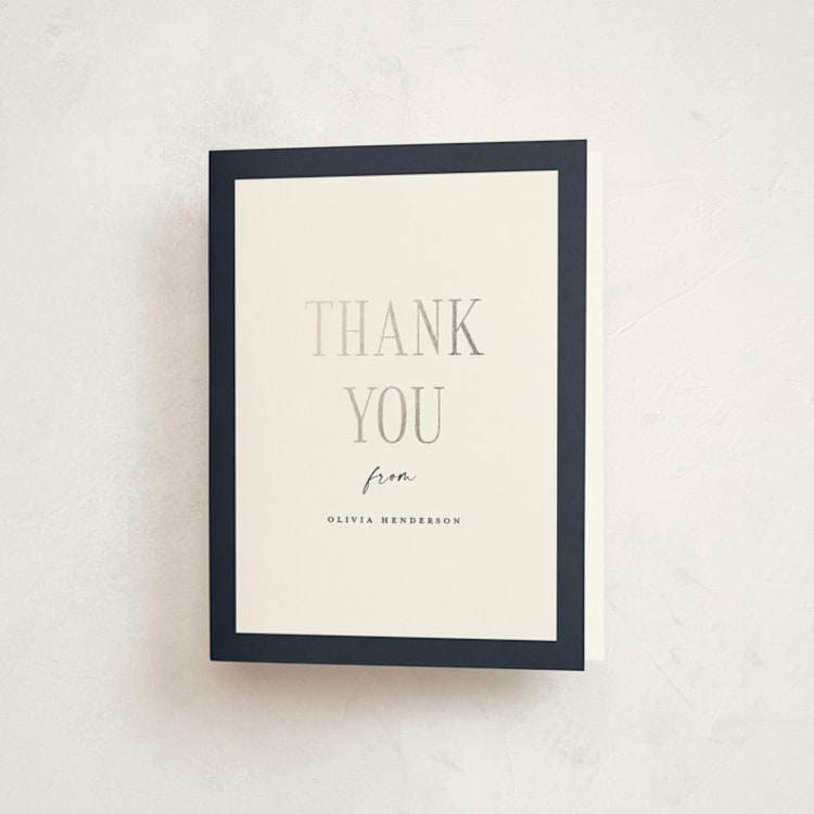 "classic layout" - Foil-Pressed Graduation Thank You Cards in Navy by Christy Hy Lee - Front