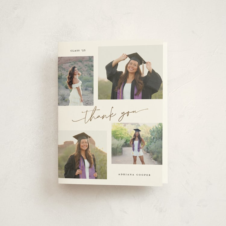 "minimal holiday gallery" - Foil-Pressed Graduation Thank You Cards in Snow by Sarah Curry - Front