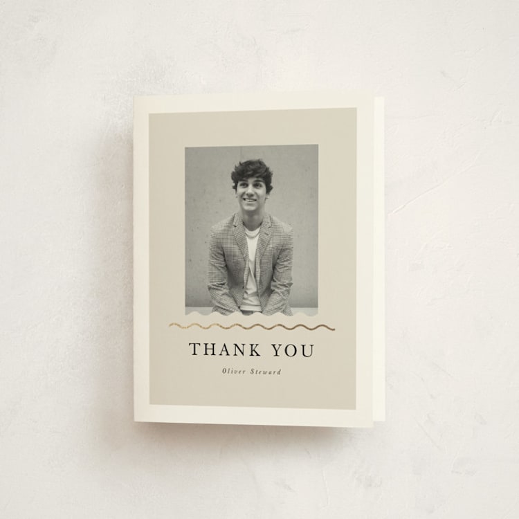 "Divided" - Foil-Pressed Graduation Thank You Cards in Cement by Vivian Yiwing - Front