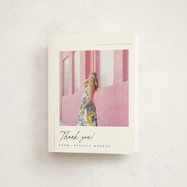 "clean" - Foil-Pressed Graduation Thank You Cards in Cotton by Carolyn Nicks - Front