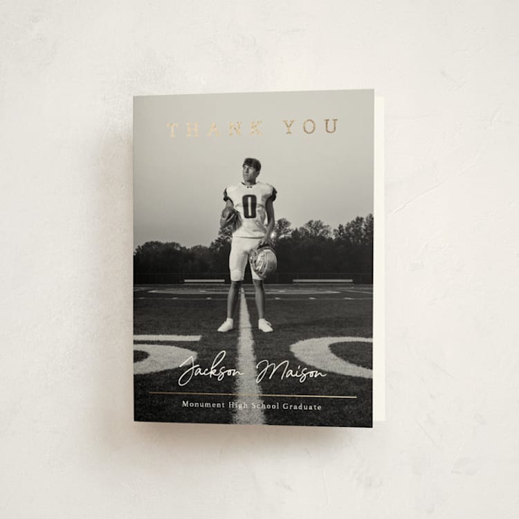 "Balance" - Foil-Pressed Graduation Thank You Cards in Freshwhite by Kaydi Bishop - Front