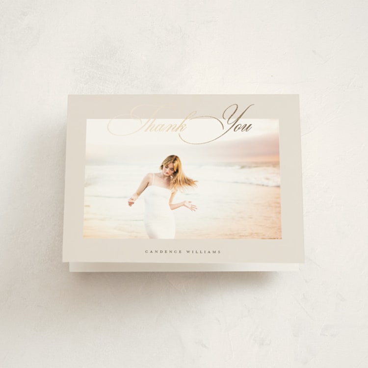 "Livia" - Foil-Pressed Graduation Thank You Cards in Cream by Jelena Vuletic - Front