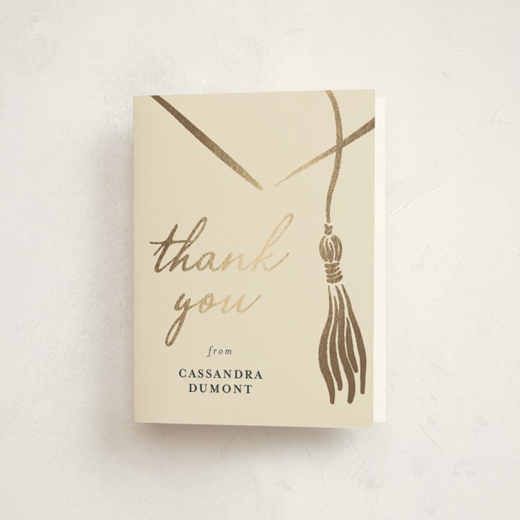 "Inked" - Foil-Pressed Graduation Thank You Cards in Ink by Jamie Alexander - Front