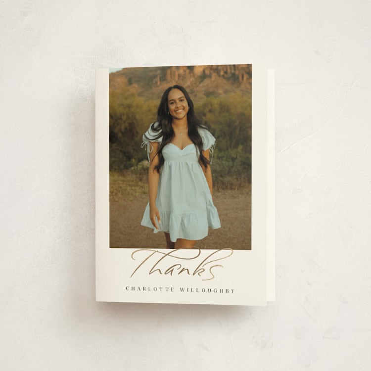 "Serene Collage" - Foil-Pressed Graduation Thank You Cards in Onyx by Olivia Raufman - Front