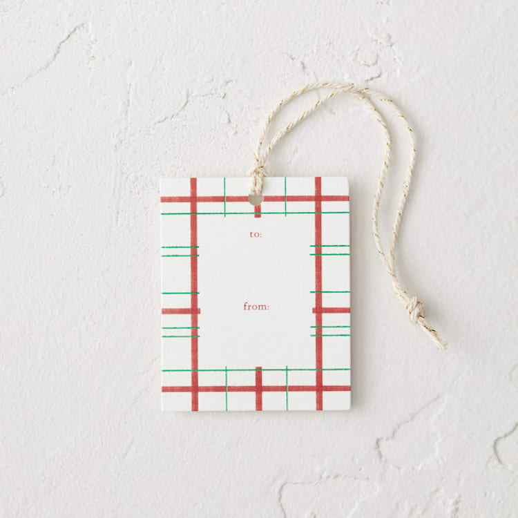 "Classic Merry Plaid" - Gift Tag in Peppermint by Baumbirdy