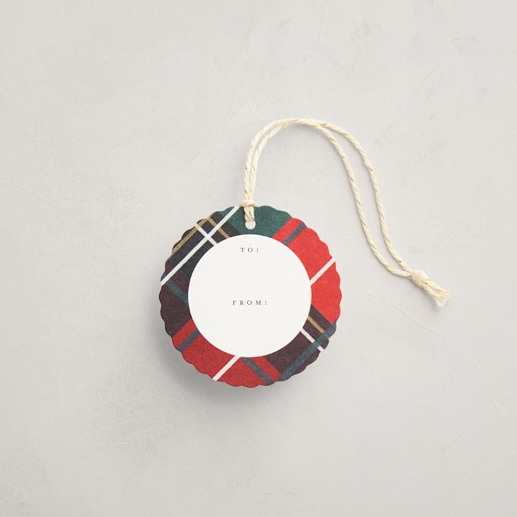 "Classic Christmas Plaid Foil-Pressed Gift Tags" - Gift Tag in Multi by Rebecca Durflinger