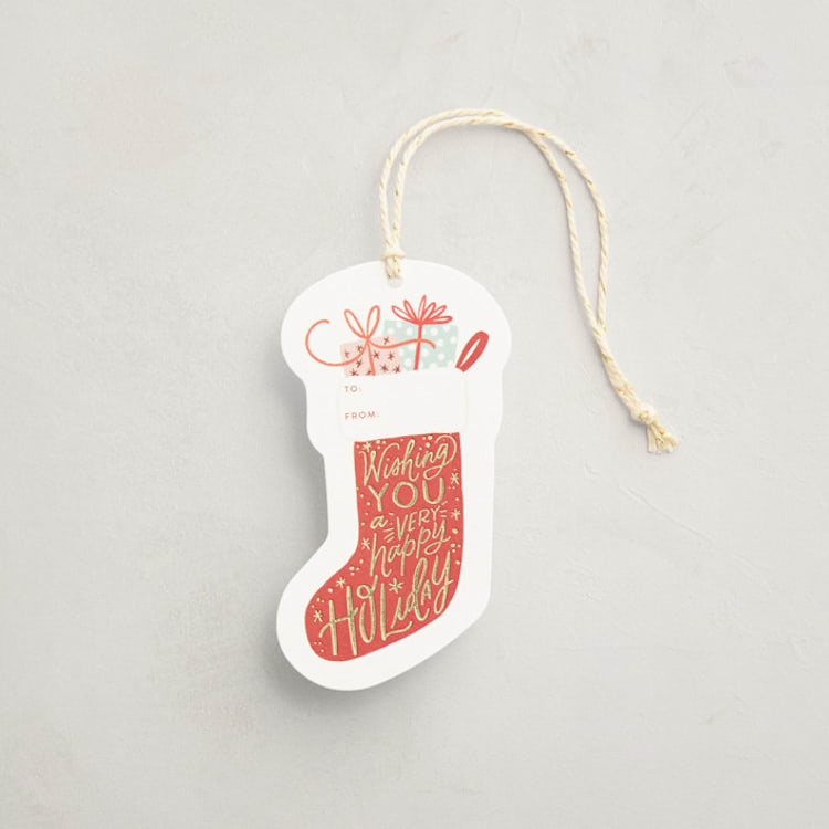 "Stocking Wishing Foil-Pressed Gift Tags" - Gift Tag in Multi by Alethea and Ruth