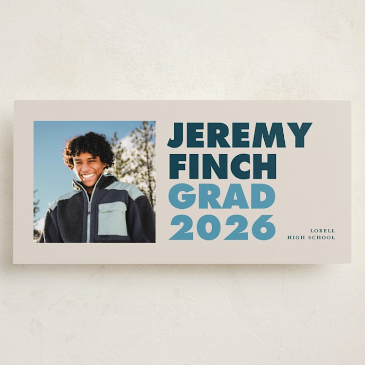 "Bold Grads" - Graduation Announcements in Navy by Angela Quan - Front