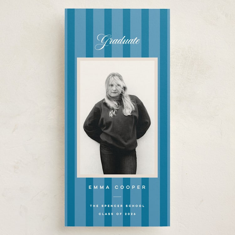 "The Emma" - Graduation Announcements in Cerulean by Kristie Kern - Front