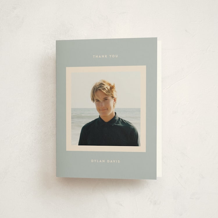 "Minimal" - Graduation Thank You Cards in Sky by JoAnn Jinks - Front