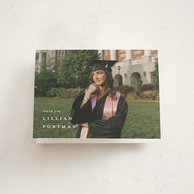 "Along Side" - Graduation Thank You Cards in Snow by Lauren Chism - Front