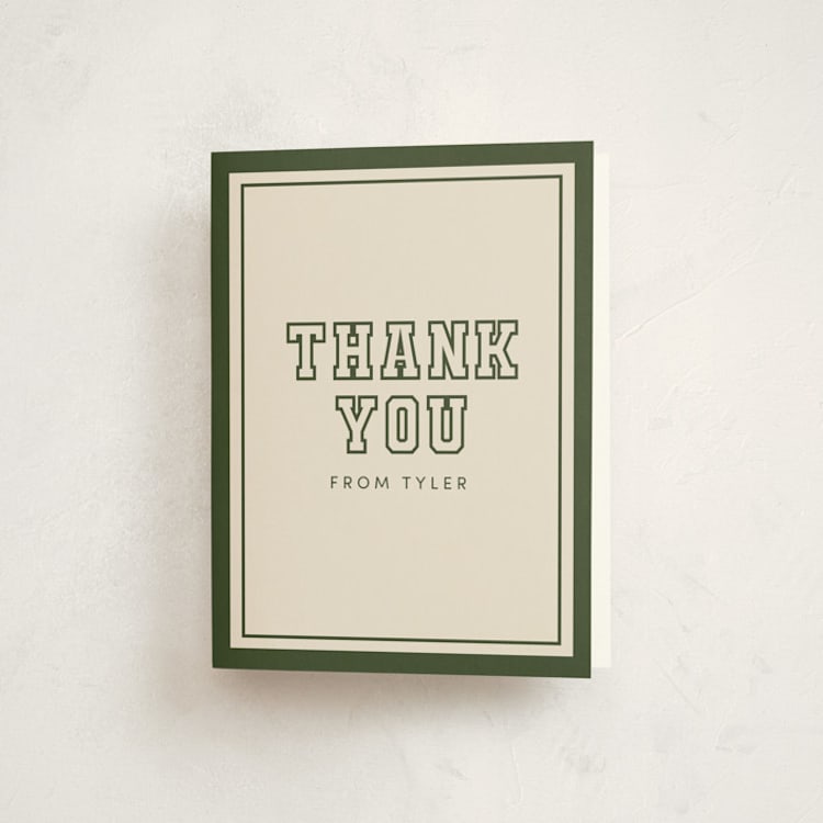 "Varsity Year" - Graduation Thank You Cards in Forest by Megan Cash - Front