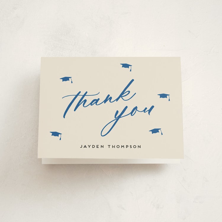 "Celebrate the Grad" - Graduation Thank You Cards in Azure by Louise Kay - Front