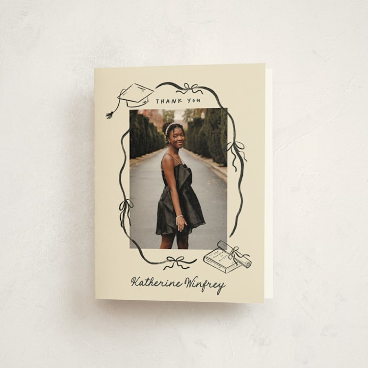 "Trendsetter" - Graduation Thank You Cards in Noir by Creo Study - Front