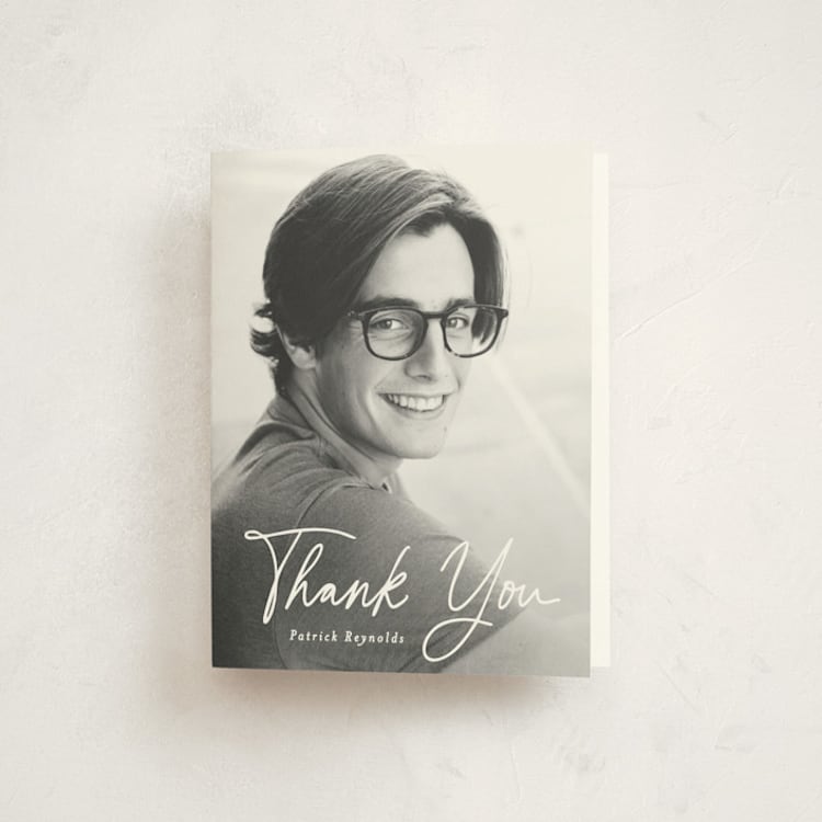 "Cap off" - Graduation Thank You Cards in Cotton by Creo Study - Front