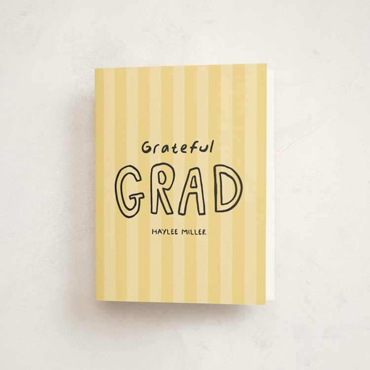 "Outlined" - Graduation Thank You Cards in Butter by Inkblot Design - Front