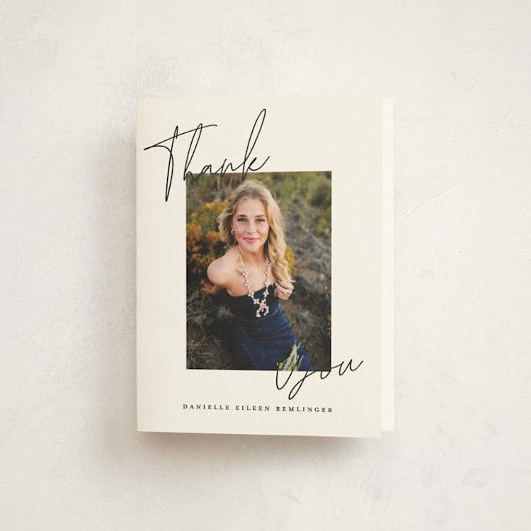 "Around the Corner" - Graduation Thank You Cards in Cloud by That Girl Press - Front