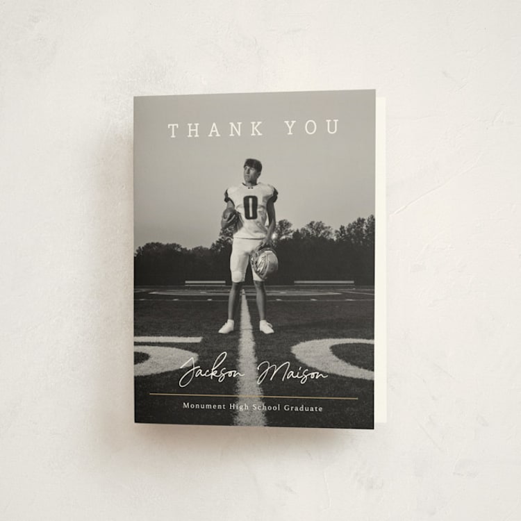 "Balance" - Graduation Thank You Cards in Snow by Kaydi Bishop - Front