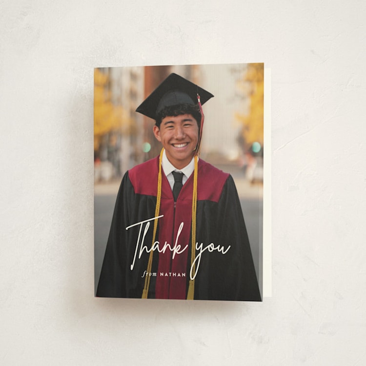 "Signed" - Graduation Thank You Cards in Pearl by Sara Hicks Malone - Front