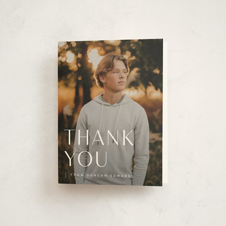 "classic" - Graduation Thank You Cards in Cloud by Sara Hicks Malone - Front