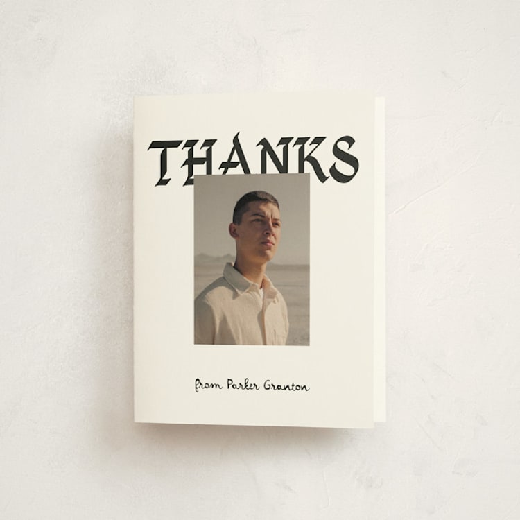 "Calligraphic Ink" - Graduation Thank You Cards in Cotton by Chryssi Tsoupanarias - Front