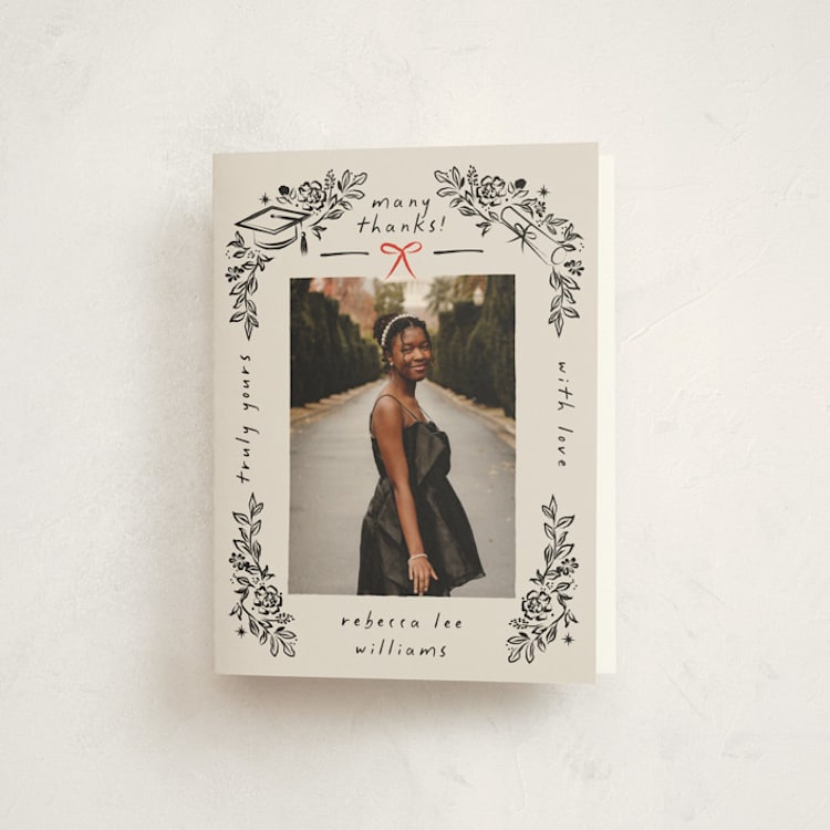 "Celebratory Frame" - Graduation Thank You Cards in Linen by Ana de Sousa - Front